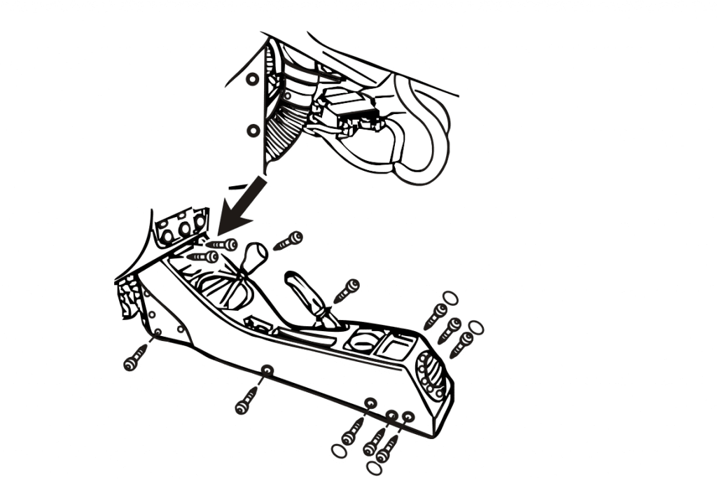 technical drawing guide for alfa romeo 147 central console removal bolt position 